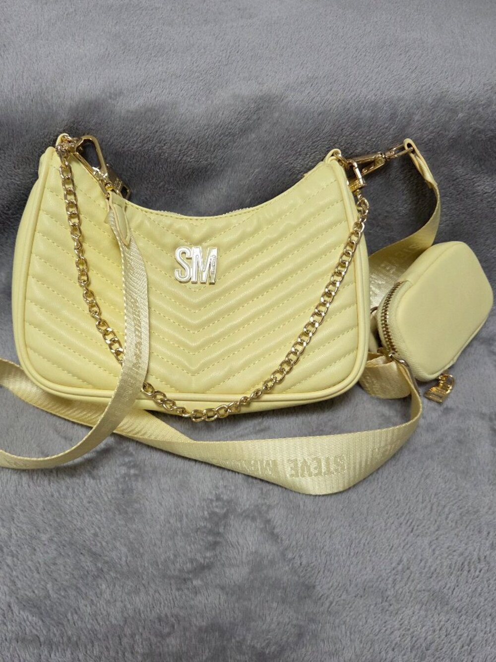 Steve Madden Chevron Quilted Multi Crossbody Bag Yellow